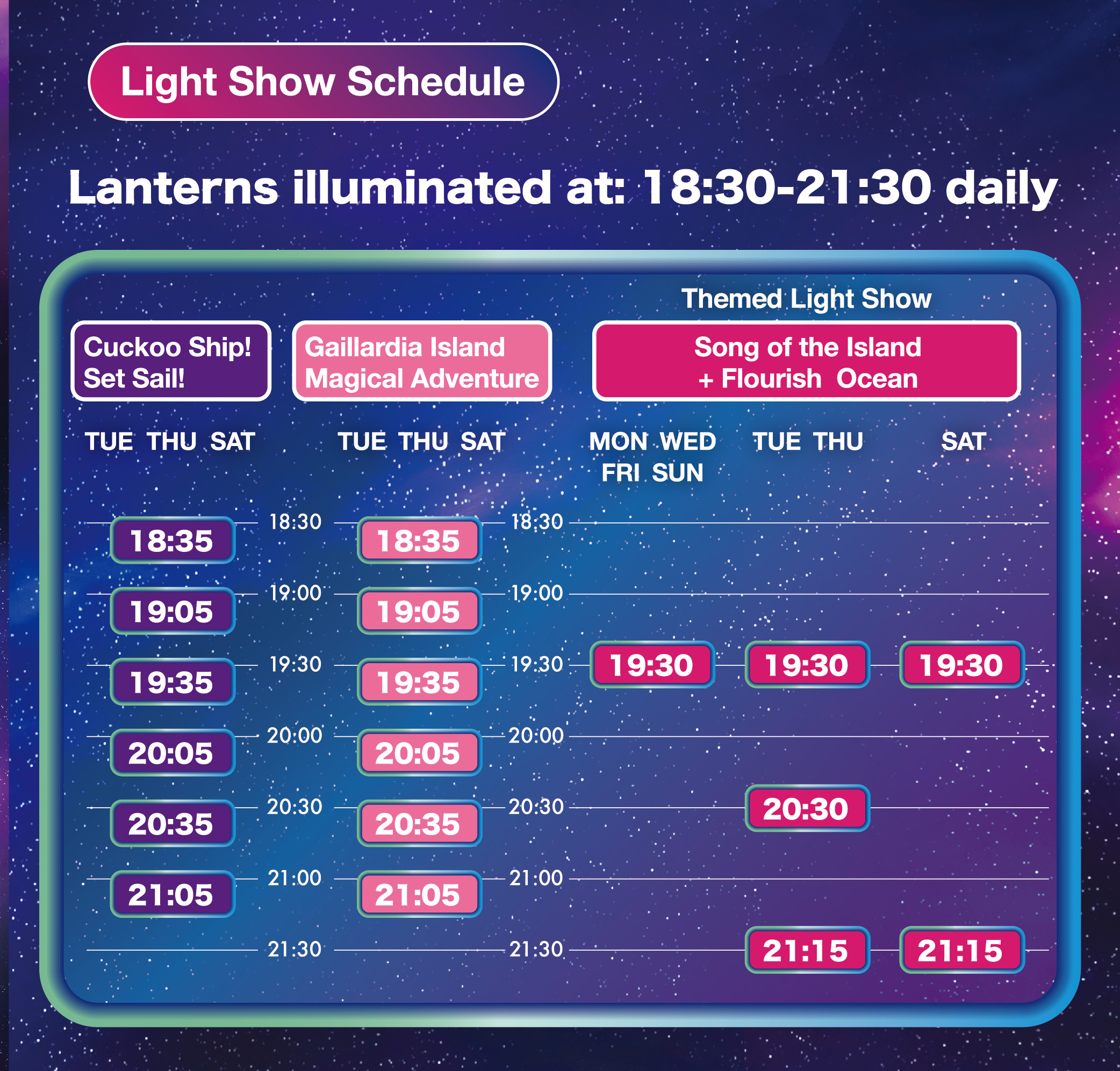 Light Show Schedule